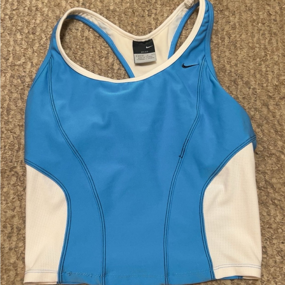 Nike Women's Blue and White Sports top